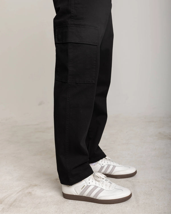 Black Cargo Pants for Shorter guys close up