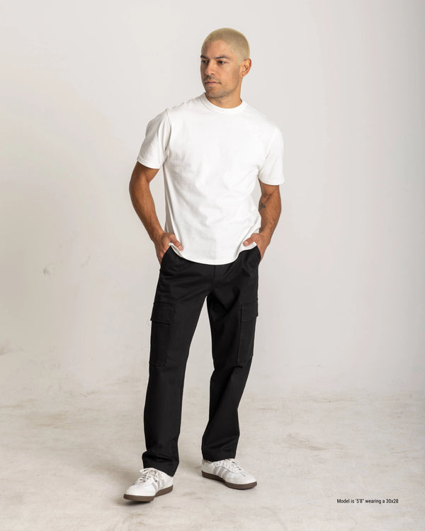 Black Cargo Pants for Shorter guys front alt