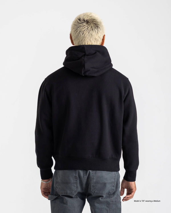 Black hoodie for shorter men back