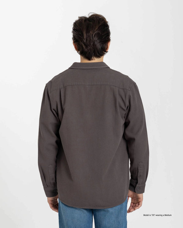 Shadow twill overshirt for shorter men back