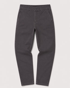 Model Wearing Slim Black Chinos For Shorter Men