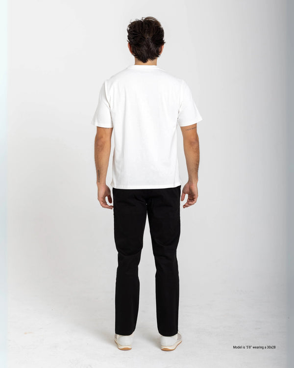 Slim chino for shorter man in black back
