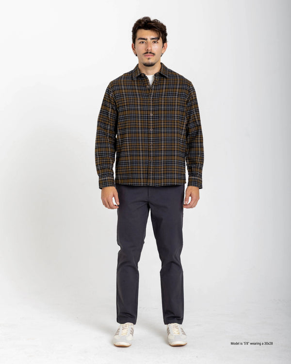 Slim chino for shorter man in charcoal