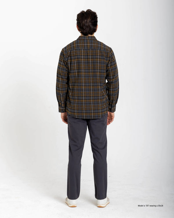 Slim chino for shorter man in charcoal back