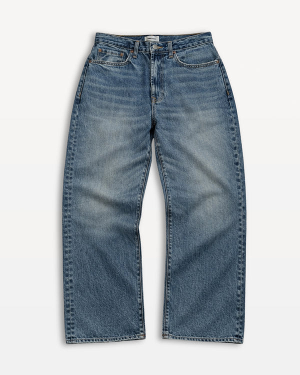 Pair of blue jeans on a white background