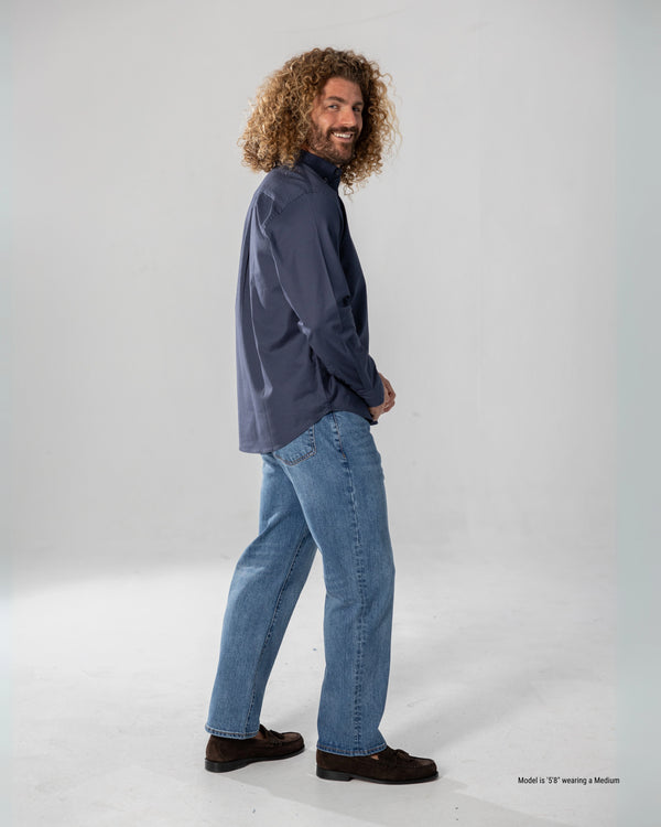 blue nights button-down shirt for shorter men side