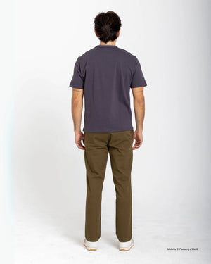 dark olive slim chinos made for short men back