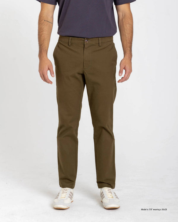 dark olive slim chinos made for short men rise close up