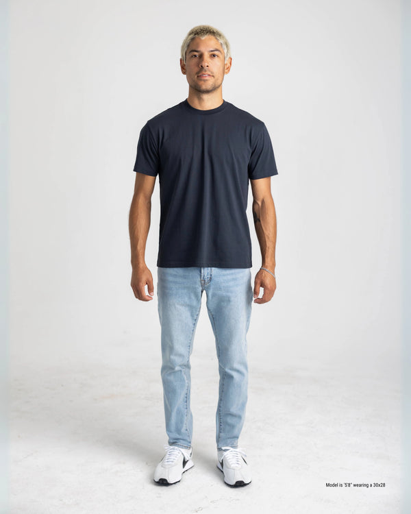 light wash slim jeans for shorter men