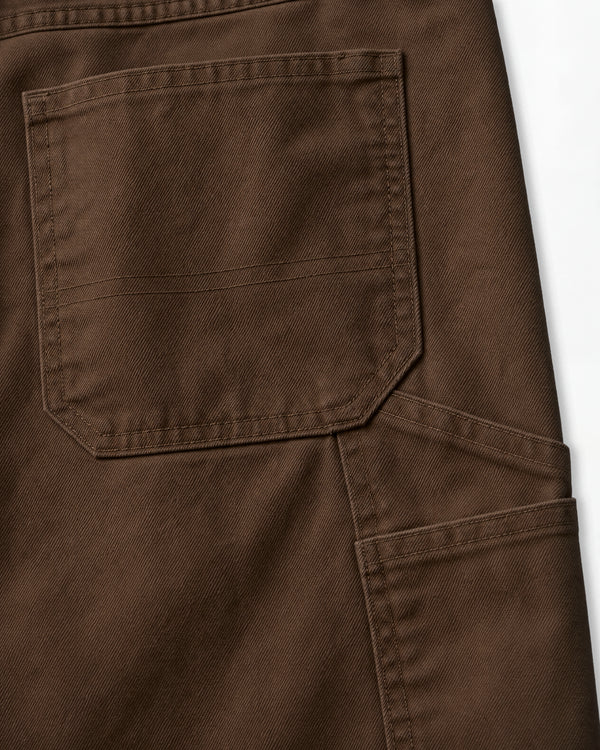 Bark colored workwear pant pocket detail on pants for shorter men