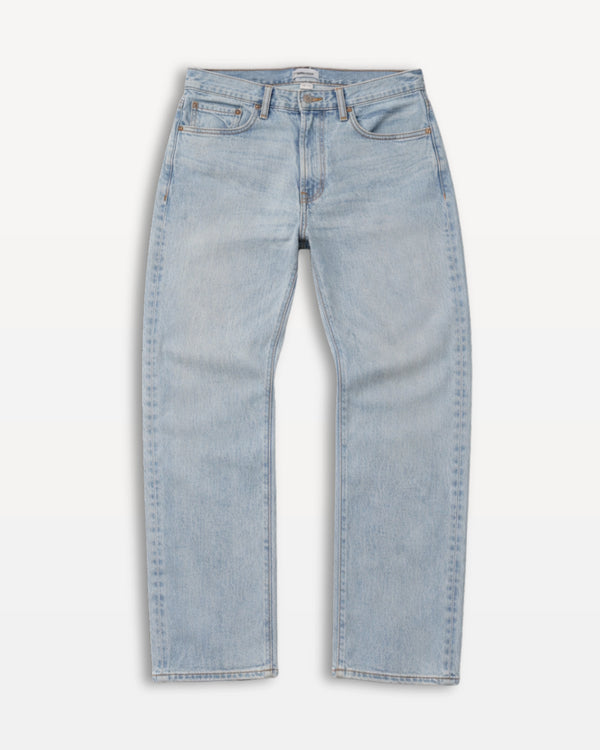 Light blue jeans on a white background